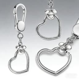 925 Sterling Silver Keychain Mickey Mouse Charm Heart Shape Snake Chain Charm Holder DIY Cartoon Jewelry Gift For Women Girl