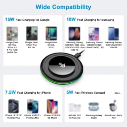 15W LED Wireless Charger Stand Fast Charging Station for iPhone 17 16 15 14 13 12 Pro Max 8 X XR Xiaomi Samsung Smartphones