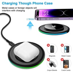 15W LED Wireless Charger Stand Fast Charging Station for iPhone 17 16 15 14 13 12 Pro Max 8 X XR Xiaomi Samsung Smartphones