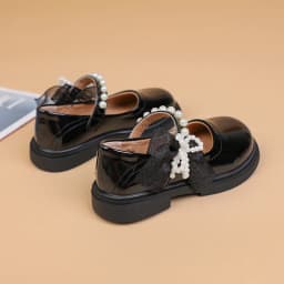 Kids'Casual Shoes Girls PU Leather Spring Fashion Bow Pearl Sport Outdoor Designer Anti-slip Black White Size 26-36