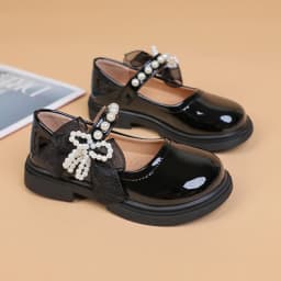 Kids'Casual Shoes Girls PU Leather Spring Fashion Bow Pearl Sport Outdoor Designer Anti-slip Black White Size 26-36