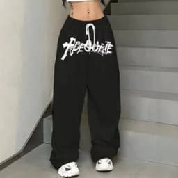 New American Style Black/White Hip Hop Jazz Dance High Waist Loose Straight Leg Wide Leg Sports Fashion Trousers For Adults/Kids