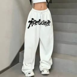 New American Style Black/White Hip Hop Jazz Dance High Waist Loose Straight Leg Wide Leg Sports Fashion Trousers For Adults/Kids
