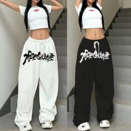 New American Style Black/White Hip Hop Jazz Dance High Waist Loose Straight Leg Wide Leg Sports Fashion Trousers For Adults/Kids