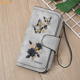 Sunflower Butterfly Pastoral Wind Women Leather Wallets For Woman Long Zipper Large Ladies Clutch Bag Female Purse Card Holder
