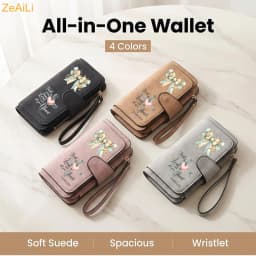 Sunflower Butterfly Pastoral Wind Women Leather Wallets For Woman Long Zipper Large Ladies Clutch Bag Female Purse Card Holder
