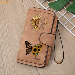 Sunflower Butterfly Pastoral Wind Women Leather Wallets For Woman Long Zipper Large Ladies Clutch Bag Female Purse Card Holder