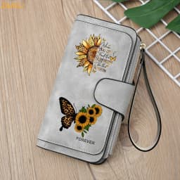 Sunflower Butterfly Pastoral Wind Women Leather Wallets For Woman Long Zipper Large Ladies Clutch Bag Female Purse Card Holder