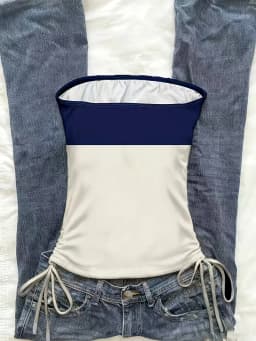 Streetwear Colorblock Strapless Drawstring Slim Going Out Cami