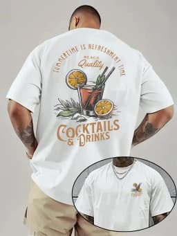 Men's Summer Short-sleeved T-shirt with Bright Red Quail Tail Beverage Pattern Print on Breathable Fabric Loose Outdoor Leisure