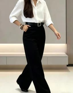 Women Black High Waist Wide Leg Suit Pants With Belt Elegant Office Business Formal Trousers Straight Leg Workwear Pants