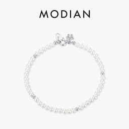 MODIAN Elegant Pearls Beaded Bracelet 925 Sterling Sliver Sweet Shining Star CZ Bracelet For Women Fine Jewelry Gifts