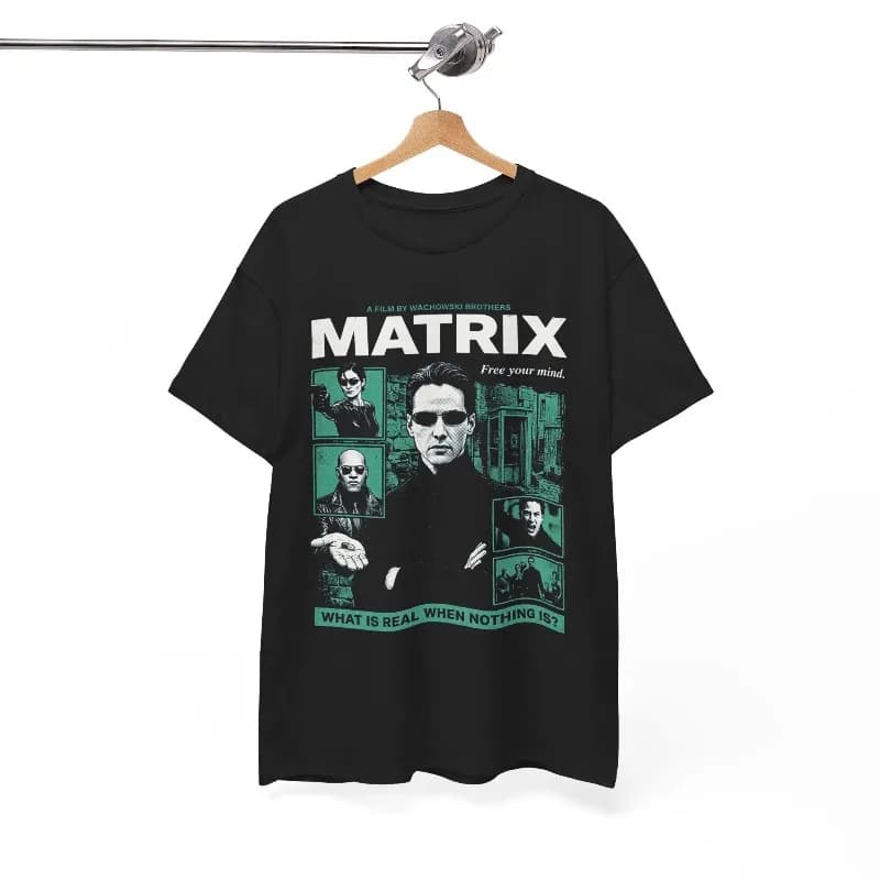 The Matrix Movie T-Shirt, Free Your Mind Graphic Tee, 90s Movie T-Shirt Summer unisex Loose and Breathable cotton T-shirt