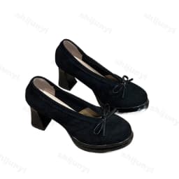 Women's High Heels 2026 Spring Autumn New Vintage Fashion Bow Knot Party Chunky Heels Outdoor Non Slip Luxury Mary Jane Shoes