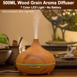 500ML Aromatherapy Machine Wood Grain Humidifier with 7-Color LED Heavy Fog Quiet Bedroom Office Hotel Essential Oil Humidifier