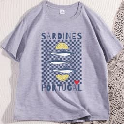 Vintage Sardines Graphic Tee Men Women Summer Portugal Coastal Comfort T-Shirt Beach Short-sleeved Round Neck Tshirt Clothes