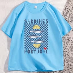 Vintage Sardines Graphic Tee Men Women Summer Portugal Coastal Comfort T-Shirt Beach Short-sleeved Round Neck Tshirt Clothes