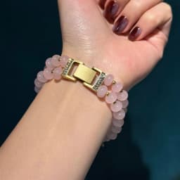 Vintage Rose Quartz Pink Bracelet Luxury Beaded Chain Leopard Head For Woman Rhinestone Jewelry Designers Valentine Day Gift New