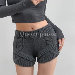 Womens Knitted Shorts Thick Drawstring Elastic Waist Soft Breathable High Waist Female Versatile Y2k Casual Knitting Mini Shorts