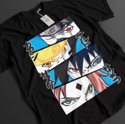 2026 New Naruto Uzumaki Sasuke Anime Printed T-shirt Summer Men's Pure Cotton Neutral Casual Family Set Short Sleeved T-shirt
