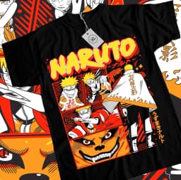 2026 New Naruto Uzumaki Sasuke Anime Printed T-shirt Summer Men's Pure Cotton Neutral Casual Family Set Short Sleeved T-shirt