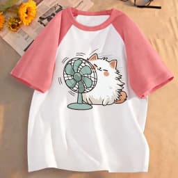 Cartoon Animal Funny Fan Cat T Shirts Shirt Sleeve Kids Children's T-shirt Boys Girls Summer Spring Casual Top Tee Shirt