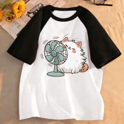 Cartoon Animal Funny Fan Cat T Shirts Shirt Sleeve Kids Children's T-shirt Boys Girls Summer Spring Casual Top Tee Shirt
