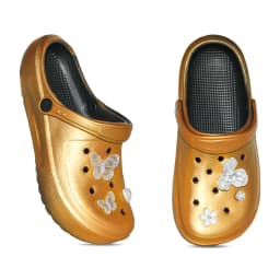 Gold Casual Clog and Mules, Lightweight EVA Garden Shoes, Non-Slip Sandals, Breathable Slip-On Shoes for Indoor Outdoor 666