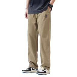 2026 in Spring Summer Casual Pants Retro Straight Wide Leg Trouser Drawstring Solid Color Male Trendy Baggy Fashion Loose Fit
