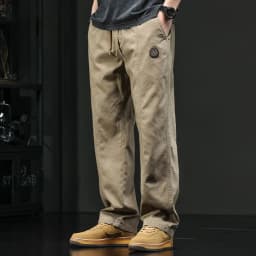 2026 in Spring Summer Casual Pants Retro Straight Wide Leg Trouser Drawstring Solid Color Male Trendy Baggy Fashion Loose Fit