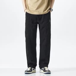2026 in Spring Summer Casual Pants Retro Straight Wide Leg Trouser Drawstring Solid Color Male Trendy Baggy Fashion Loose Fit