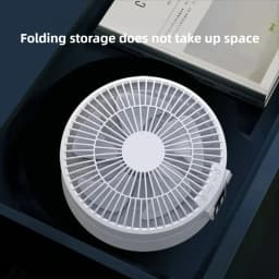 Remote-controlled USB Desktop Air Cooler with Timer and Night Light Functions Foldable 120° Automatic Rotation 3-Speed Fan