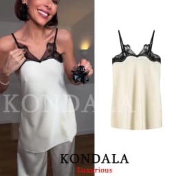 KONDALA Elegant Sexy Chic Women Camis Top Lace Patchwork Party Satin Top Fashion 2026 Spring Summer Holiday Night Out Y2K Top