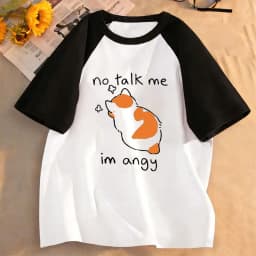 Cartoon Angry Cat Graphic Kids Tshirts Summer Short Sleeve Tees Boys Girls Clothes Kawaii Kitten Tops Y2K Children T-shirt