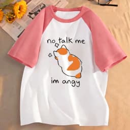 Cartoon Angry Cat Graphic Kids Tshirts Summer Short Sleeve Tees Boys Girls Clothes Kawaii Kitten Tops Y2K Children T-shirt