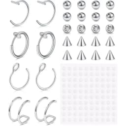 1 Set of Fake Piercings Fake Lip Piercing Fake Lip Ring Fake Nose Ring Hoop Fake Snake Bites Fake Eyebrow Piercing Clip Lip Ring