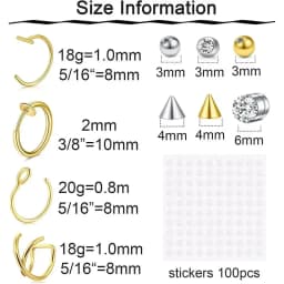 1 Set of Fake Piercings Fake Lip Piercing Fake Lip Ring Fake Nose Ring Hoop Fake Snake Bites Fake Eyebrow Piercing Clip Lip Ring