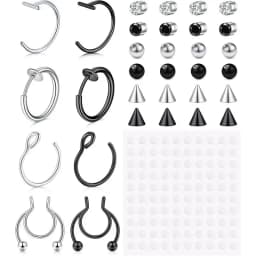 1 Set of Fake Piercings Fake Lip Piercing Fake Lip Ring Fake Nose Ring Hoop Fake Snake Bites Fake Eyebrow Piercing Clip Lip Ring