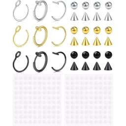 1 Set of Fake Piercings Fake Lip Piercing Fake Lip Ring Fake Nose Ring Hoop Fake Snake Bites Fake Eyebrow Piercing Clip Lip Ring