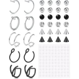 1 Set of Fake Piercings Fake Lip Piercing Fake Lip Ring Fake Nose Ring Hoop Fake Snake Bites Fake Eyebrow Piercing Clip Lip Ring