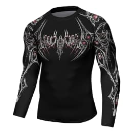 Black Metal New Men's Long Sleeve Compression Shirt Printed Water Sports Rash Protection Quick Dry Base Sports Workout Gym Shirt