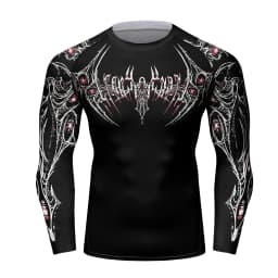 Black Metal New Men's Long Sleeve Compression Shirt Printed Water Sports Rash Protection Quick Dry Base Sports Workout Gym Shirt
