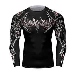 Black Metal New Men's Long Sleeve Compression Shirt Printed Water Sports Rash Protection Quick Dry Base Sports Workout Gym Shirt