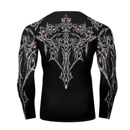 Black Metal New Men's Long Sleeve Compression Shirt Printed Water Sports Rash Protection Quick Dry Base Sports Workout Gym Shirt