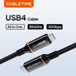 CABLETIME USB4 Cable For Laptop MacBook Dock 40Gbps Support 8K 60Hz PD240W Fast Charging Thunderbolt3/4 USB 4.0 USB C to C