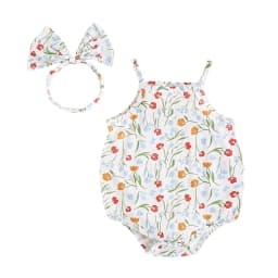 Sanlutoz Cute Summer Floral Baby Girls Onesies Lovely Infants   Holiday Bodysuits Clothing