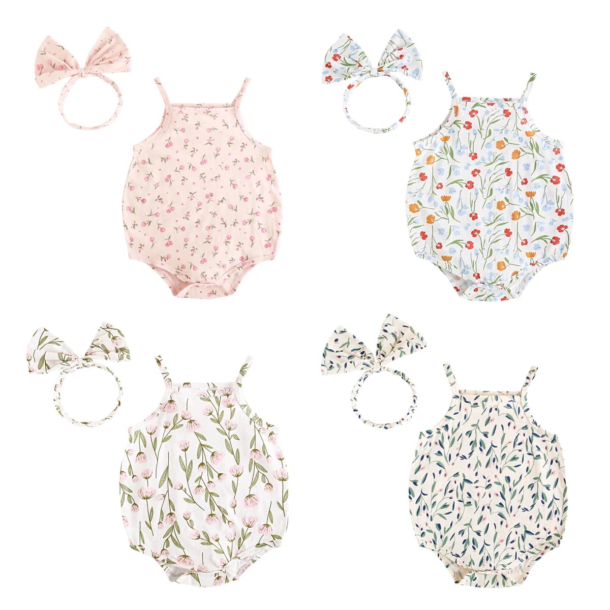 Sanlutoz Cute Summer Floral Baby Girls Onesies Lovely Infants   Holiday Bodysuits Clothing