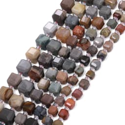 Natural Ocean Jasper Stone Beads Faceted Charms Square Cube Shape Beads for Jewelry Making Diy Bracelet Accessories Wholelsale