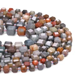 Natural Ocean Jasper Stone Beads Faceted Charms Square Cube Shape Beads for Jewelry Making Diy Bracelet Accessories Wholelsale