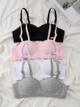 4 pcs underwear for teenage girls, non-wired bras, bras for developing stage, anti-sagging comfortable bras, adjustable